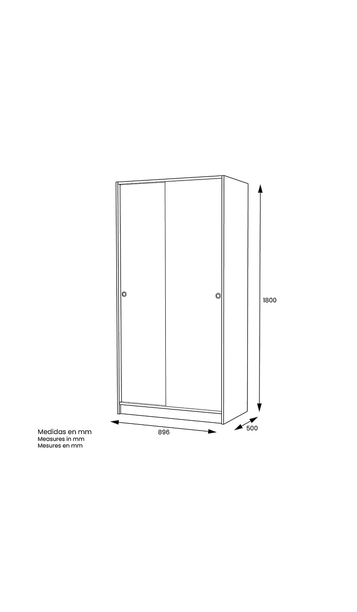 Armario 2 puertas correderas blanco, moderno y funcional