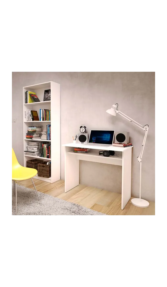 Escritorio Tierra con balda fija, diseño moderno y funcional