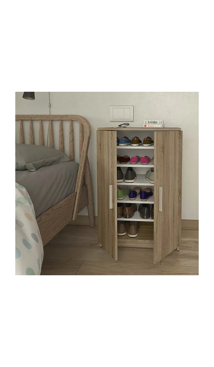 Armario Jupiter multiusos bajo en roble cortez, práctico y elegante