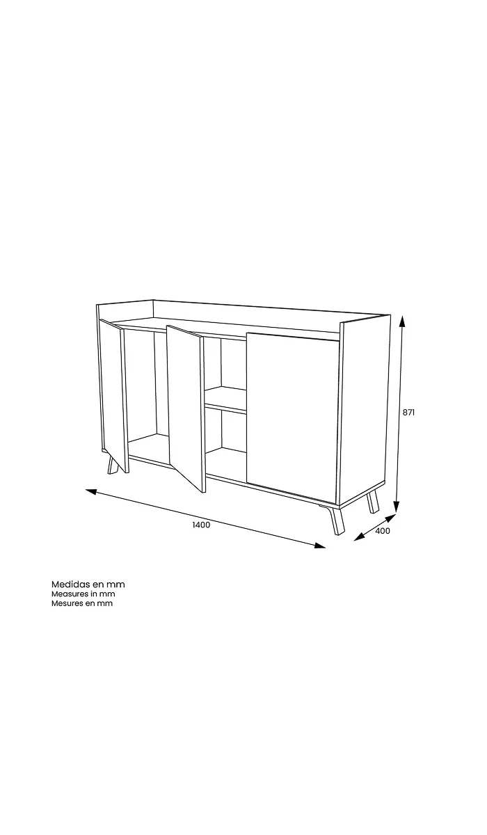 Frs 3-door Stylus plus sideboard in white