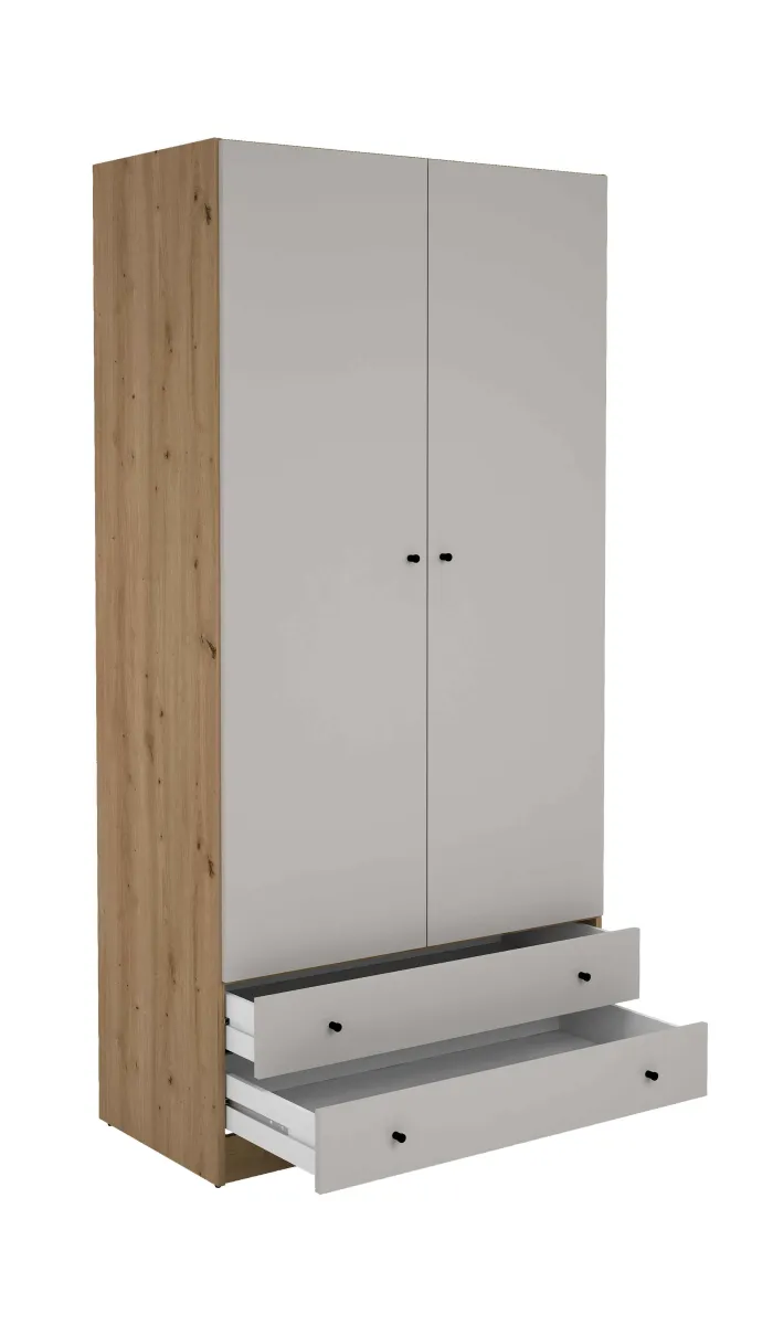 High shelf with 2 white doors -