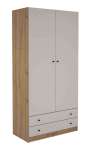 Armario 2 puertas abatibles 2 cajones acabado roble albar/gris claro, 205cm(alto) 100cm(ancho) 50cm(fondo)