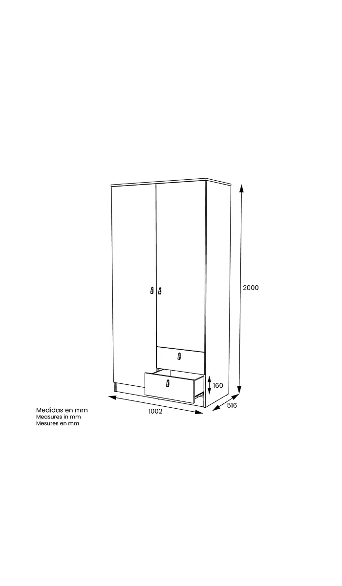 Roupeiro 3 portas dobrável com acabamento moderno e prático
