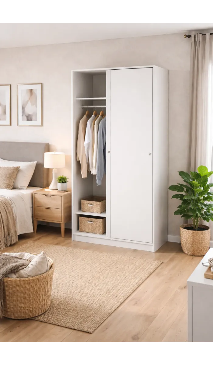 Armario 2 puertas correderas blanco, moderno y funcional