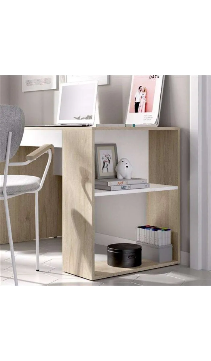 Escritorio Navas con estante y cajón, diseño moderno y funcional