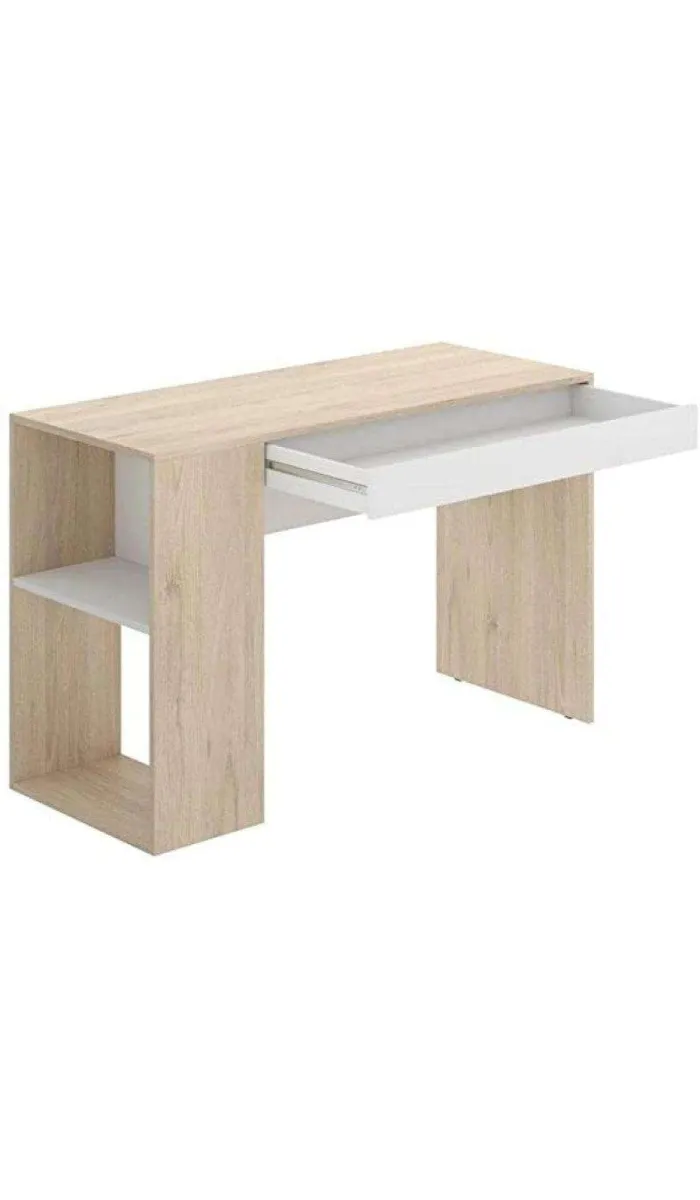 Escritorio Navas con estante y cajón, diseño moderno y funcional