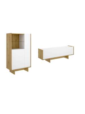 Conjunto de salón, mueble tv + modulo alto modelo-Noelia, estilo moderno y elegante.