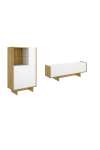 Conjunto de salón, mueble tv + modulo alto modelo-Noelia acabado en acabado nordic-blanco.