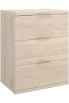 Pack de 2 mesitas de noche con 3 cajones Rebeca acabado natural, 56.8cm(alto) 42cm(ancho) 34cm(fondo).