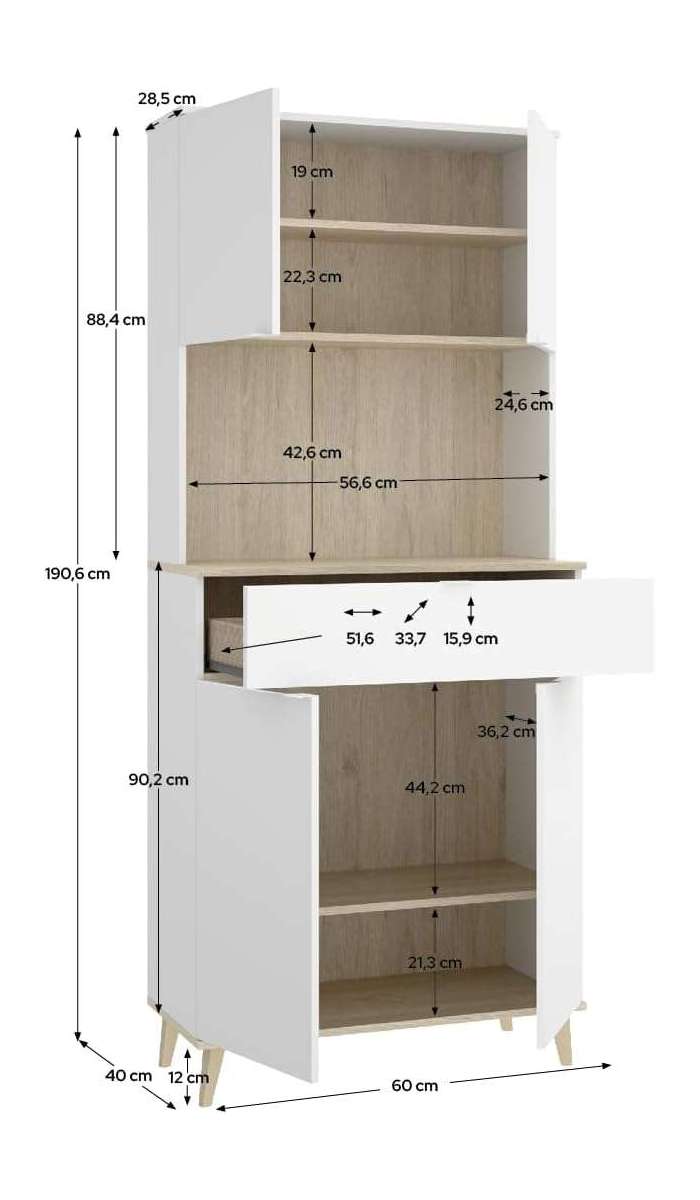Mueble auxiliar Vanesa con 4 puertas y cajón funcional
