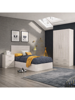 Dormitorio juvenil completo con amplio almacenamiento y diseño moderno
