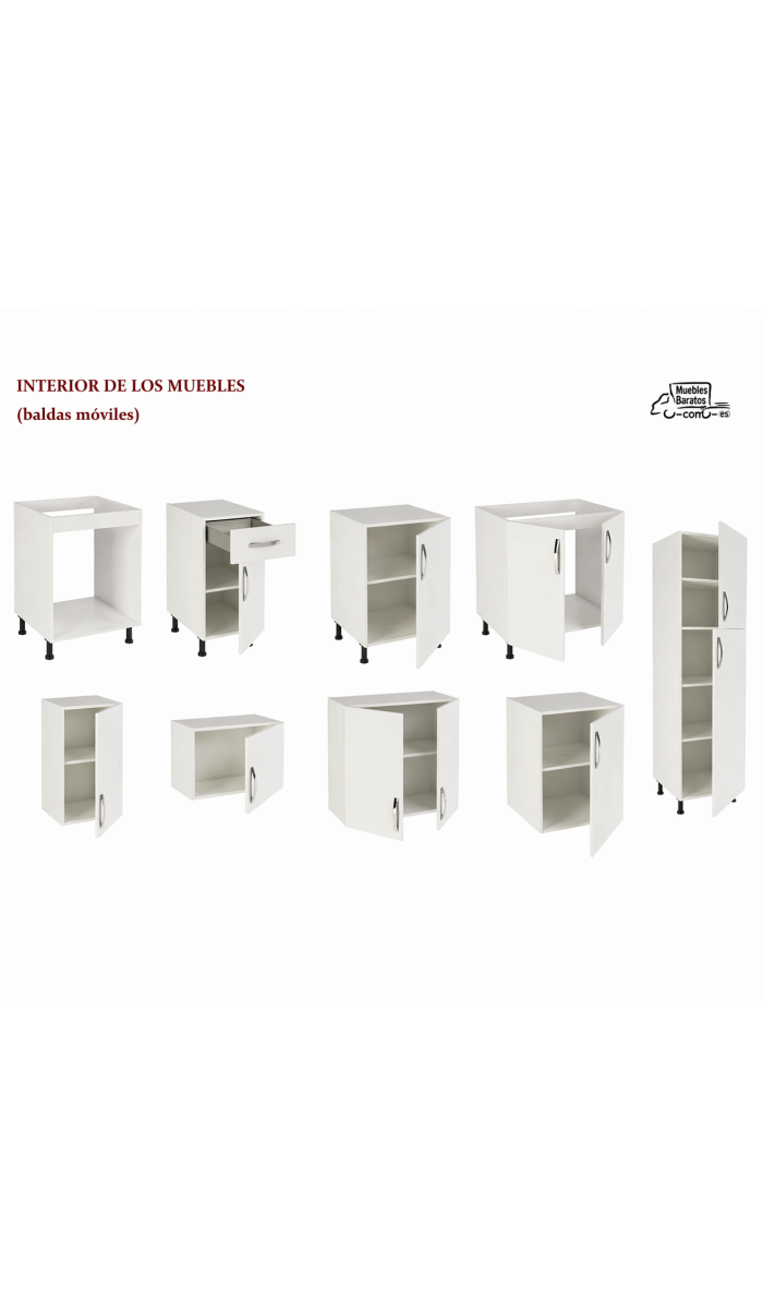 Cocina completa modular con muebles y encimera práctica