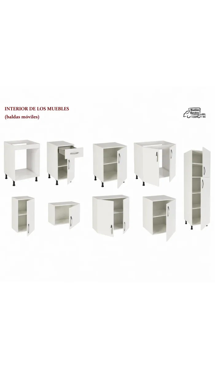 Cocina completa modular con muebles y encimera práctica