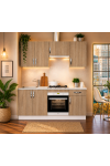 Cocina completa KIT-KIT de 180 cm, color roble cortez, con encimera y con zocalo.