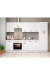 Cocina completa KIT-KIT de 3 metros, color blanco, con zocalo y con encimera.