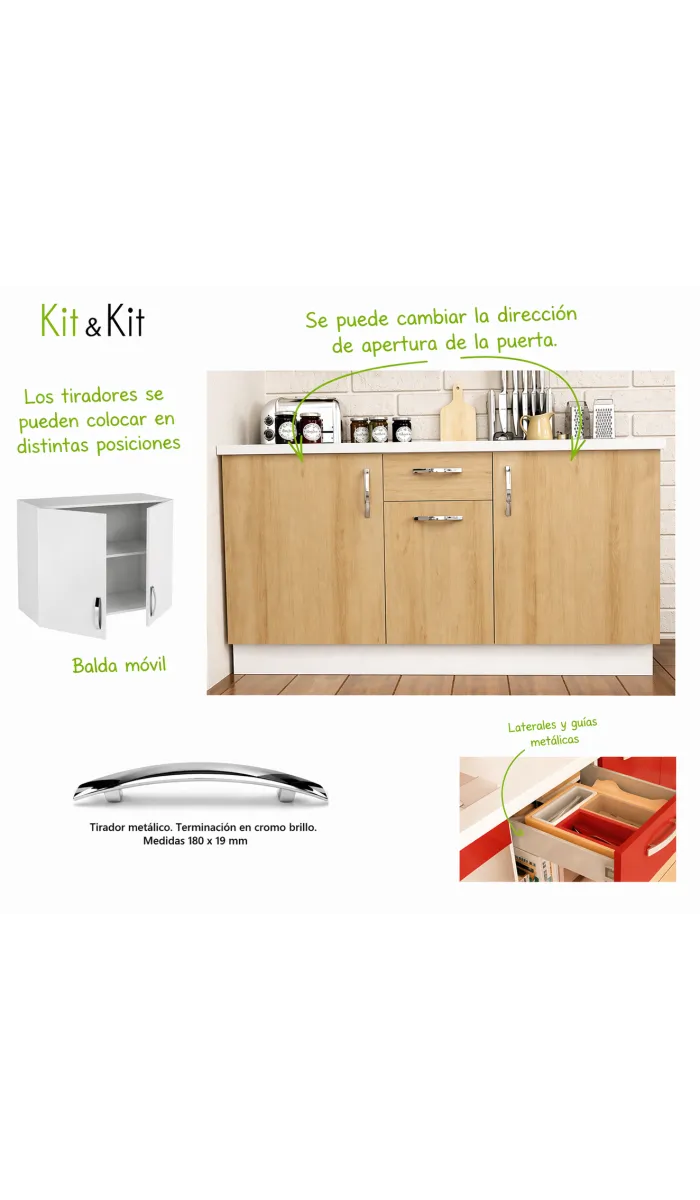 Cocina completa modular con muebles y encimera práctica