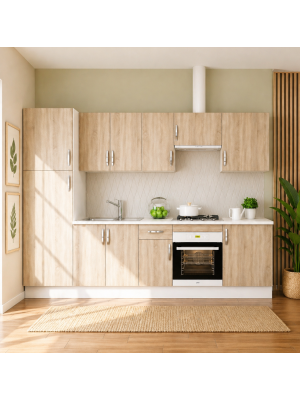 Cocina completa modular con muebles y encimera práctica