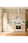 Cocina completa KIT-KIT de 3 metros, color roble cortez, con zocalo y encimera.