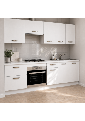 Cocina completa con zocalo y con encimera de 240 cm(ancho) KIT-KIT GAVI| Tiradores gran formato