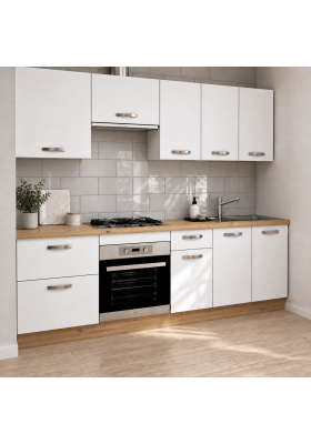 Cozinha completa sem zocalo, prática e moderna em branco