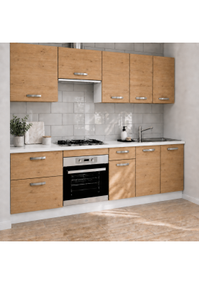 Cocina completa con zocalo y con encimera de 240 cm(ancho) KIT-KIT GAVI| Tiradores gran formato