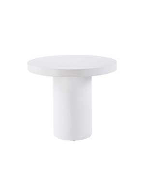 Mesa redonda acabado microcemento blanco
