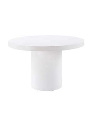 Mesa redonda acabado microcemento blanco