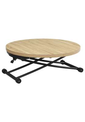 Mesa centro redonda elevable y extensible funcional para salón moderno