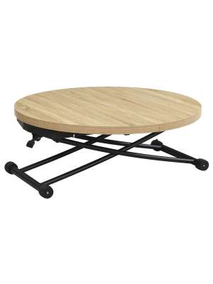 Mesa centro redonda elevable y extensible funcional