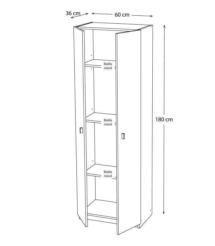 Roupeiro de duas portas em acabamento branco 60 cm(largura) 180