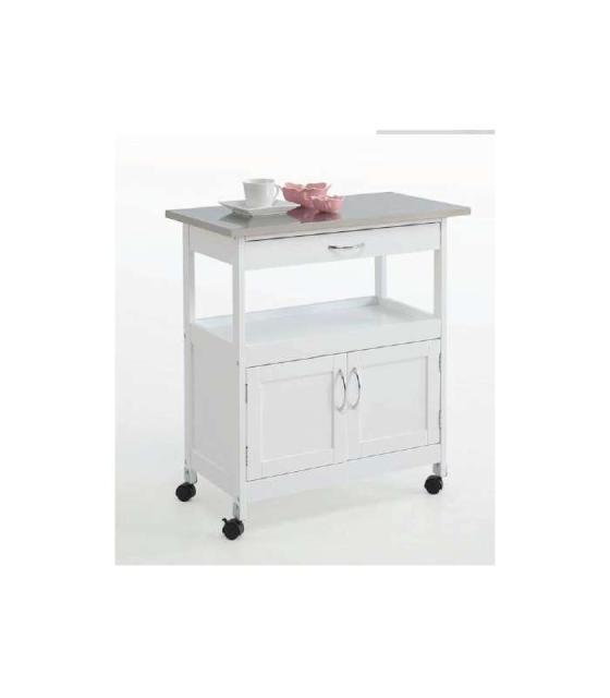 Carro cocina completo madera y blanco