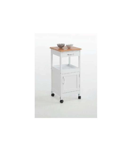 Carro cocina completo madera y blanco