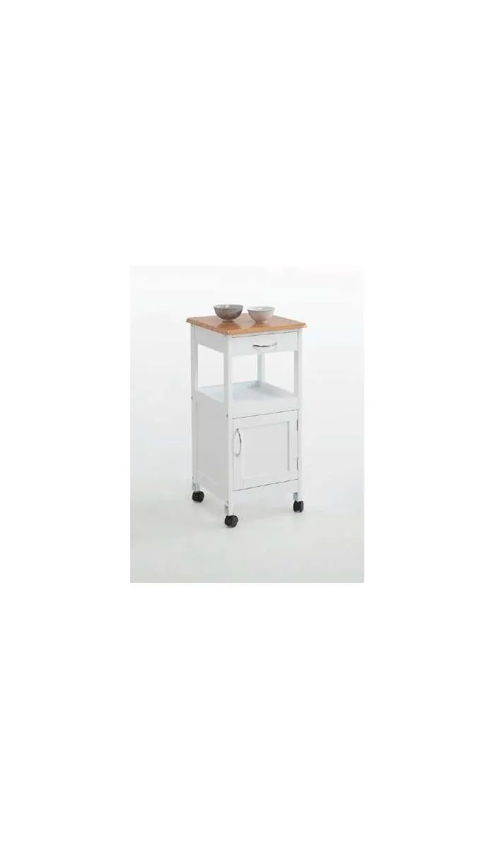FULL WOOD AND WHITE CUISINE CART