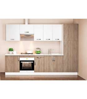 Cozinha completa de 3 metros(largura) KIT-KITMD de cor carvalho-branco