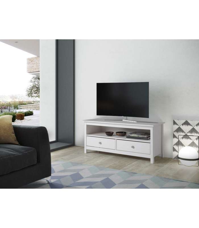 Mesa de TV de pinho branco maciço Tabac, Dogar Import Tables