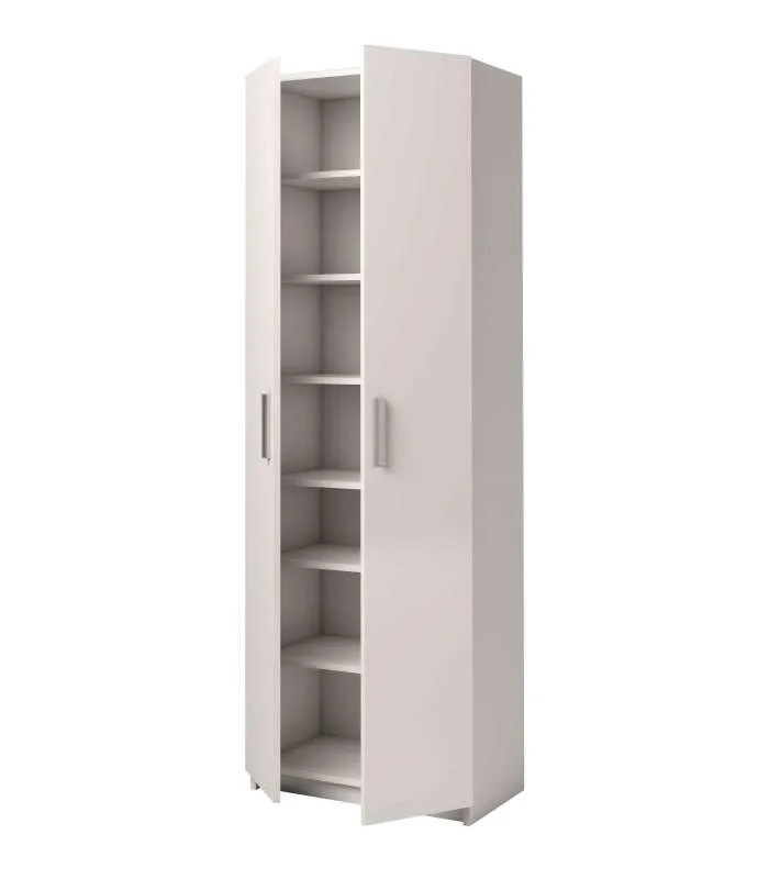 Armario Urano blanco con dos puertas y estantes