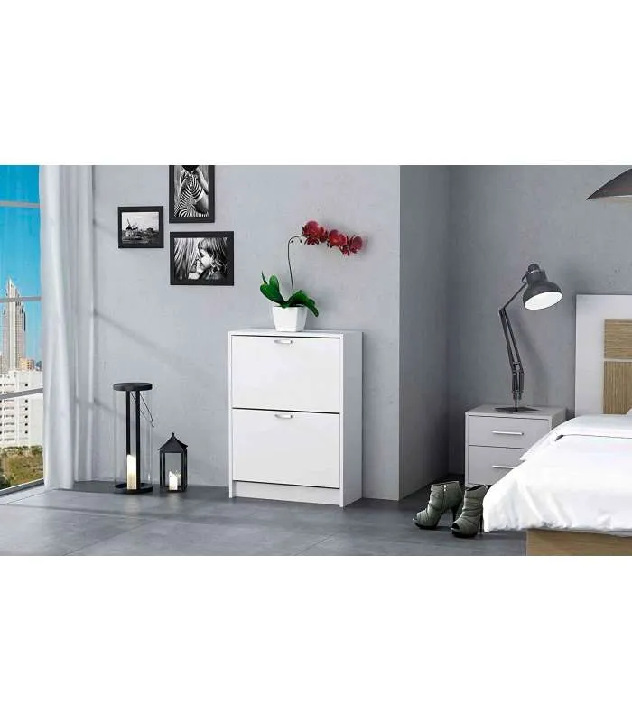 Mueble Zapatero Manila blanco, 2 trampones.