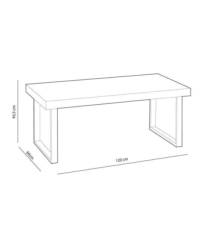Mesa centro Natural en roble nordish-blanco, 120x60 cm