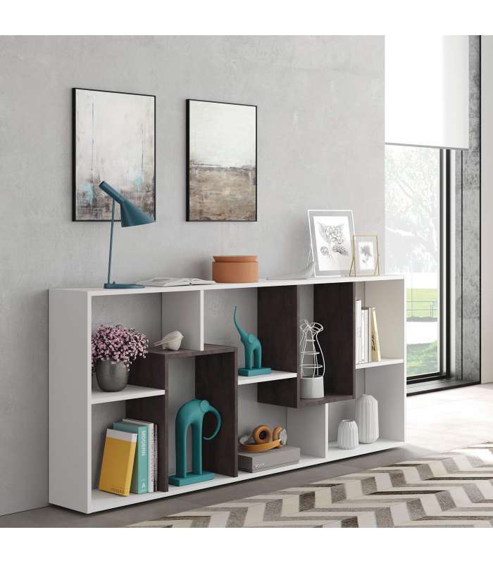 Habitdesign Estantería librería Oficina, Modelo Kawa, Medidas: 80 cm x 180 cm  Alto  x 25 cm  Fondo , Melamina, Blanco artik 