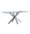 Cross fixed table for living room or glass kitchen white legs.